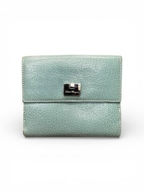Vintage Salvatore Ferragamo Seafoam Leather Compact Wallet